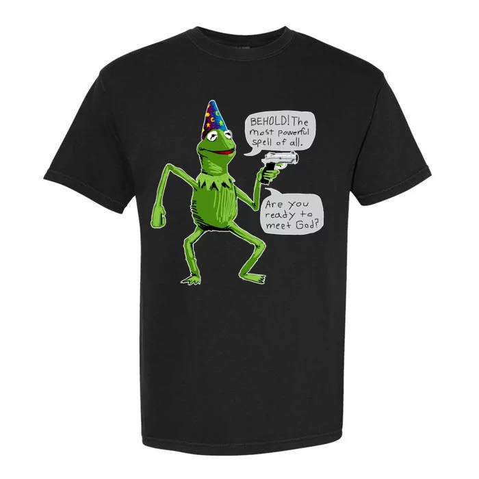 Funny Wizard Kermit Meme Garment-Dyed Heavyweight T-Shirt