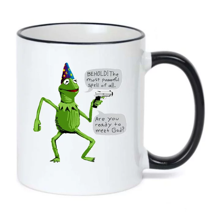 Funny Wizard Kermit Meme Black Color Changing Mug