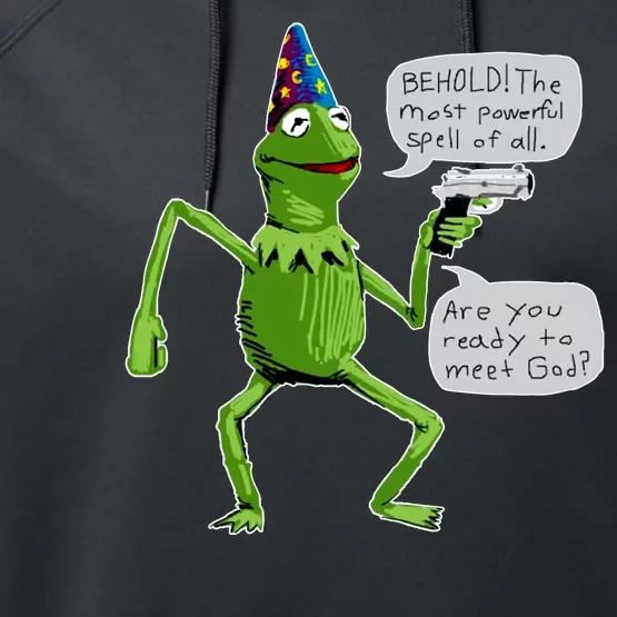 Funny Wizard Kermit Meme Performance Fleece Hoodie