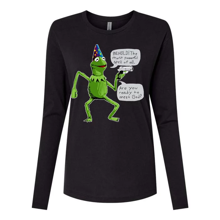 Funny Wizard Kermit Meme Womens Cotton Relaxed Long Sleeve T-Shirt