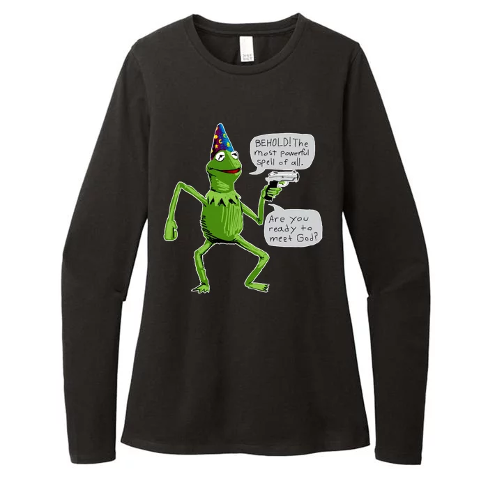 Funny Wizard Kermit Meme Womens CVC Long Sleeve Shirt