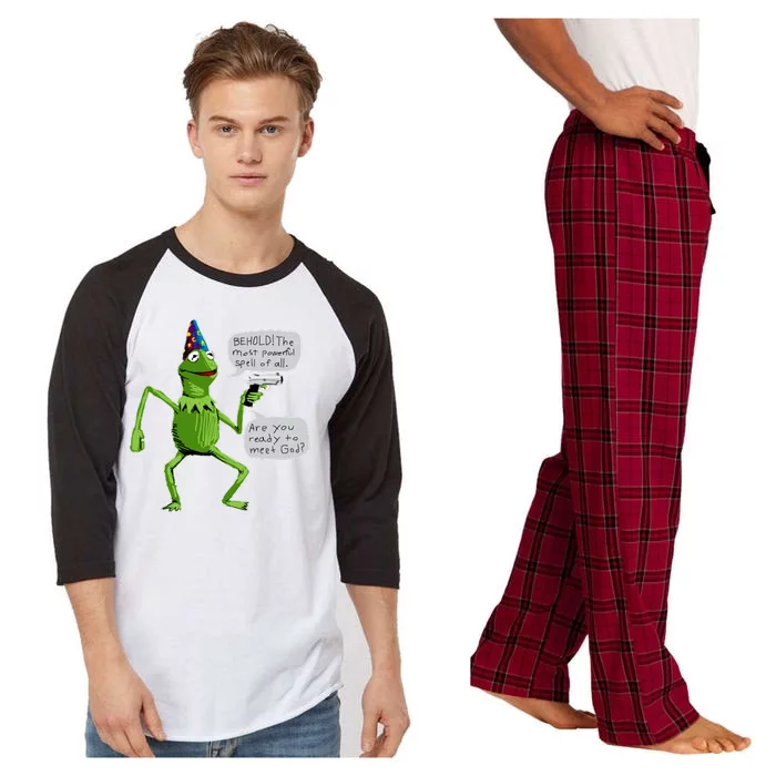 Funny Wizard Kermit Meme Raglan Sleeve Pajama Set