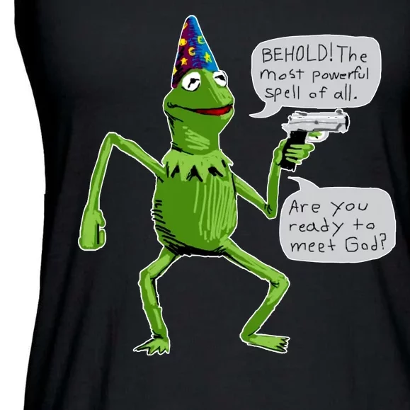 Funny Wizard Kermit Meme Ladies Essential Flowy Tank