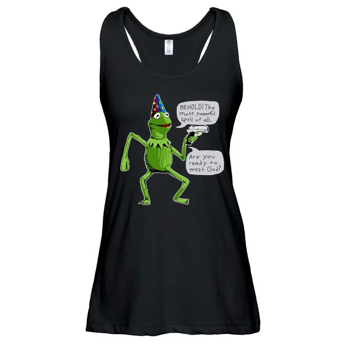 Funny Wizard Kermit Meme Ladies Essential Flowy Tank