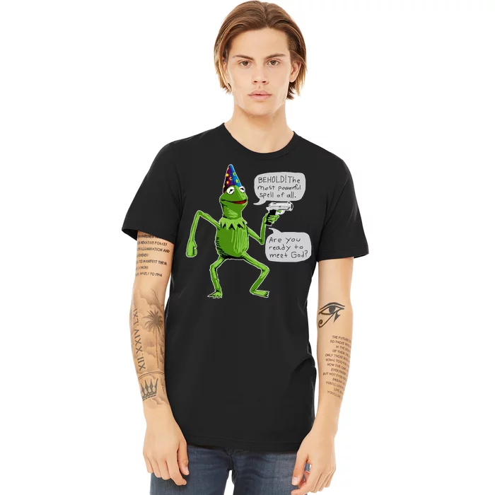 Funny Wizard Kermit Meme Premium T-Shirt