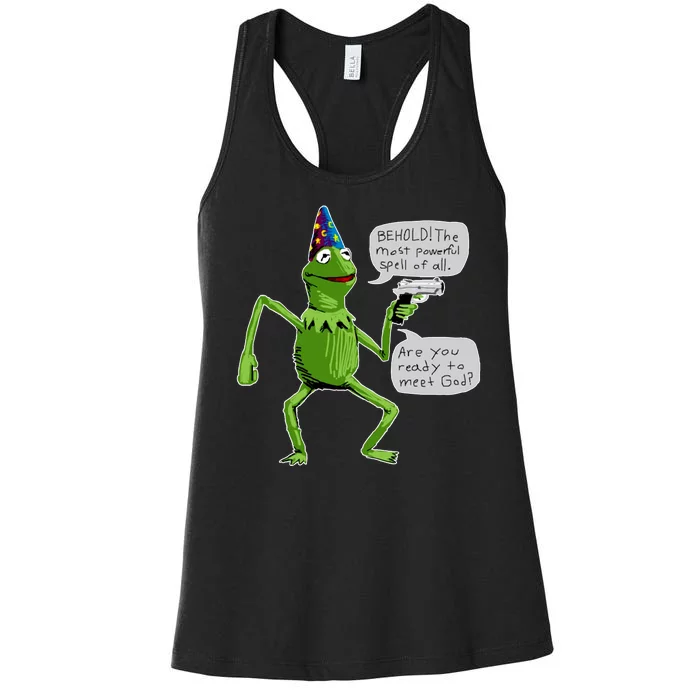 Funny Wizard Kermit Meme Women's Racerback Tank