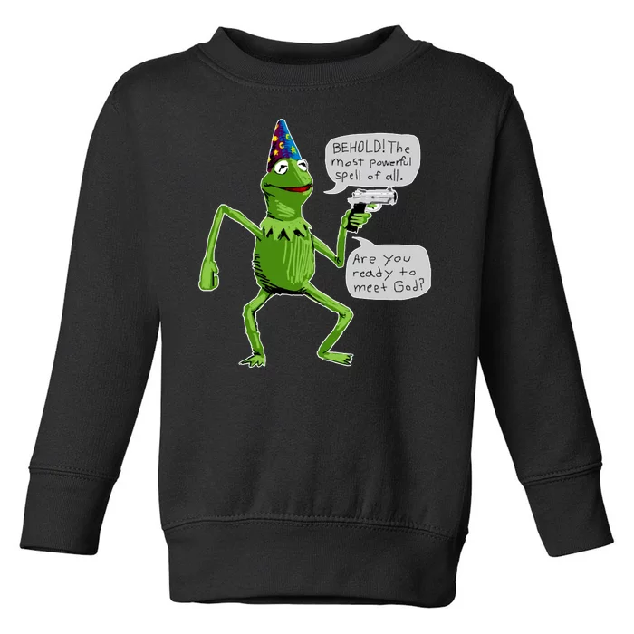 Funny Wizard Kermit Meme Toddler Sweatshirt