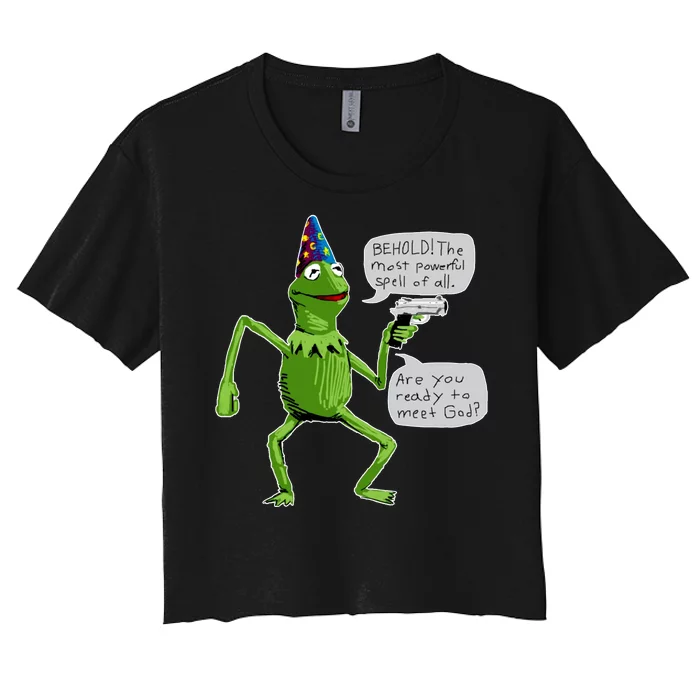 Funny Wizard Kermit Meme Women's Crop Top Tee