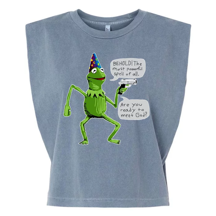 Funny Wizard Kermit Meme Garment-Dyed Women's Muscle Tee