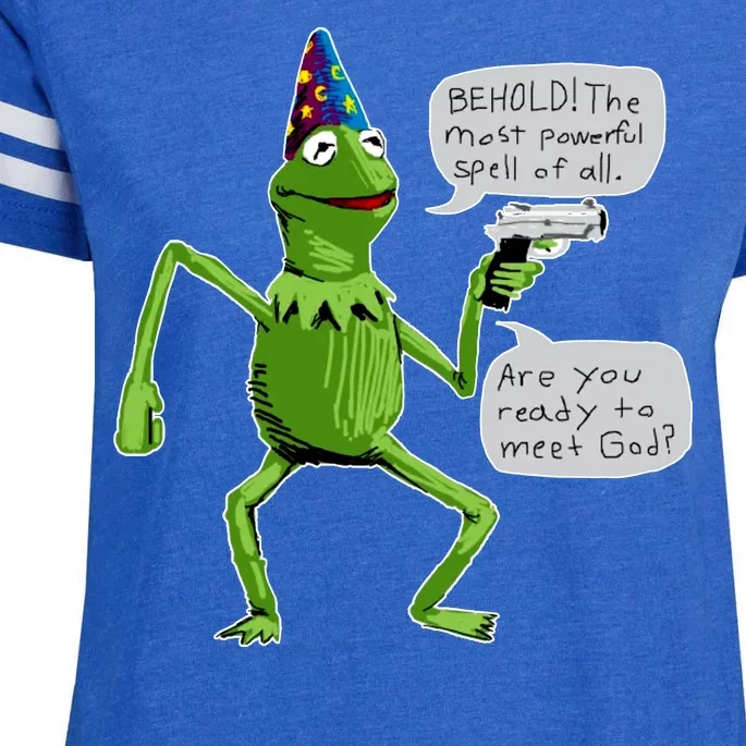 Funny Wizard Kermit Meme Enza Ladies Jersey Football T-Shirt