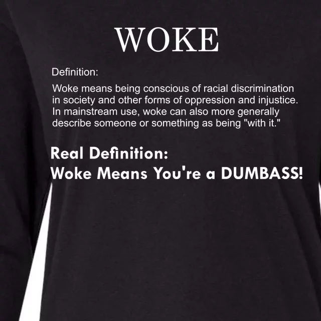 Funny Woke Real Definition Womens Cotton Relaxed Long Sleeve T-Shirt