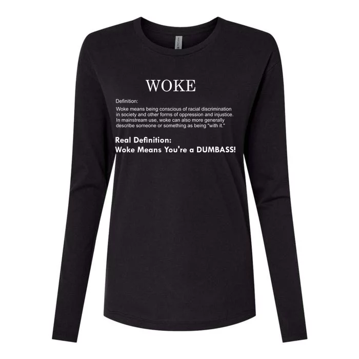 Funny Woke Real Definition Womens Cotton Relaxed Long Sleeve T-Shirt