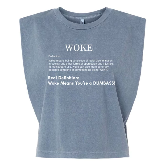 Funny Woke Real Definition Garment-Dyed Women's Muscle Tee