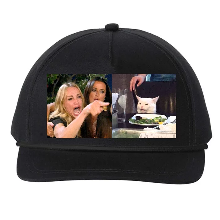 Funny Woman Yelling At Cat Meme Snapback Five-Panel Rope Hat