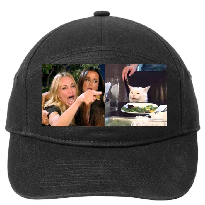 Funny Woman Yelling At Cat Meme 7-Panel Snapback Hat