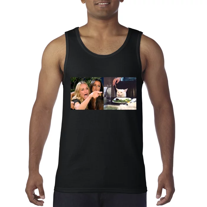 Funny Woman Yelling At Cat Meme Tank Top