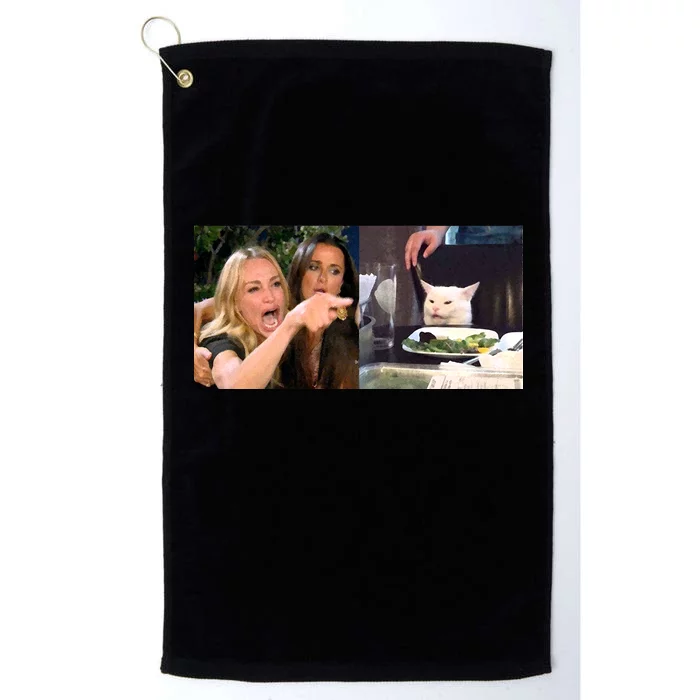 Funny Woman Yelling At Cat Meme Platinum Collection Golf Towel