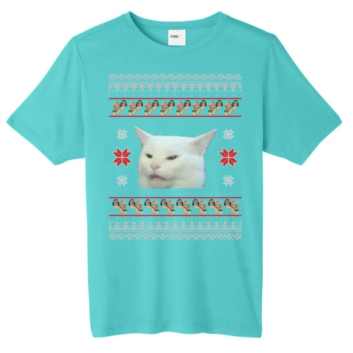 Funny Woman Yelling At Cat Meme Ugly Christmas ChromaSoft Performance T-Shirt