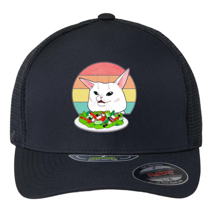 Funny Woman Yelling at Table Cat Meme Flexfit Unipanel Trucker Cap