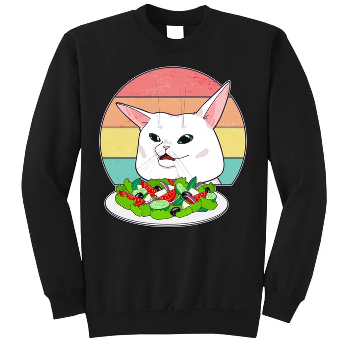 Funny Woman Yelling at Table Cat Meme Sweatshirt