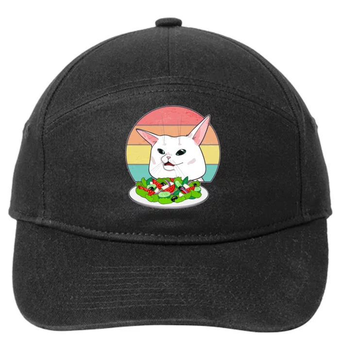 Funny Woman Yelling at Table Cat Meme 7-Panel Snapback Hat