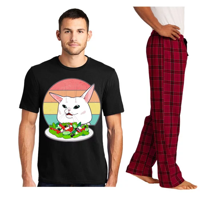 Funny Woman Yelling at Table Cat Meme Pajama Set