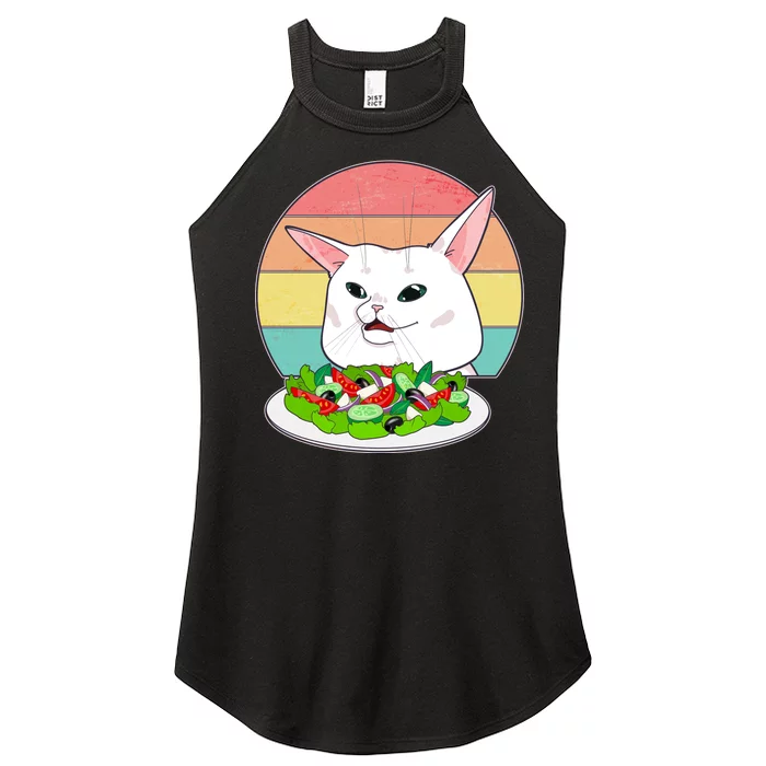 Funny Woman Yelling at Table Cat Meme Women’s Perfect Tri Rocker Tank