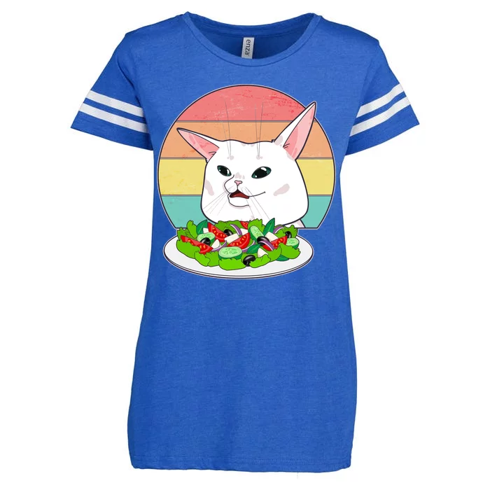 Funny Woman Yelling at Table Cat Meme Enza Ladies Jersey Football T-Shirt