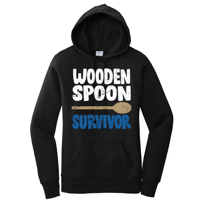 Funny Wooden Spoon Survivor Distressed Women's Pullover Hoodie