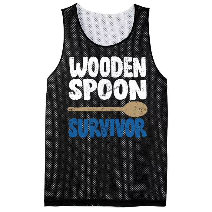 Funny Wooden Spoon Survivor Distressed Mesh Reversible Basketball Jersey Tank