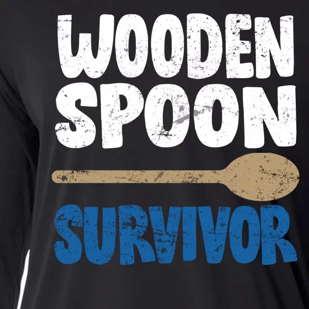 Funny Wooden Spoon Survivor Distressed Cooling Performance Long Sleeve Crew