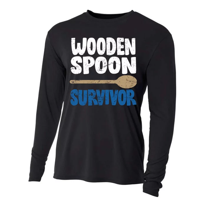 Funny Wooden Spoon Survivor Distressed Cooling Performance Long Sleeve Crew