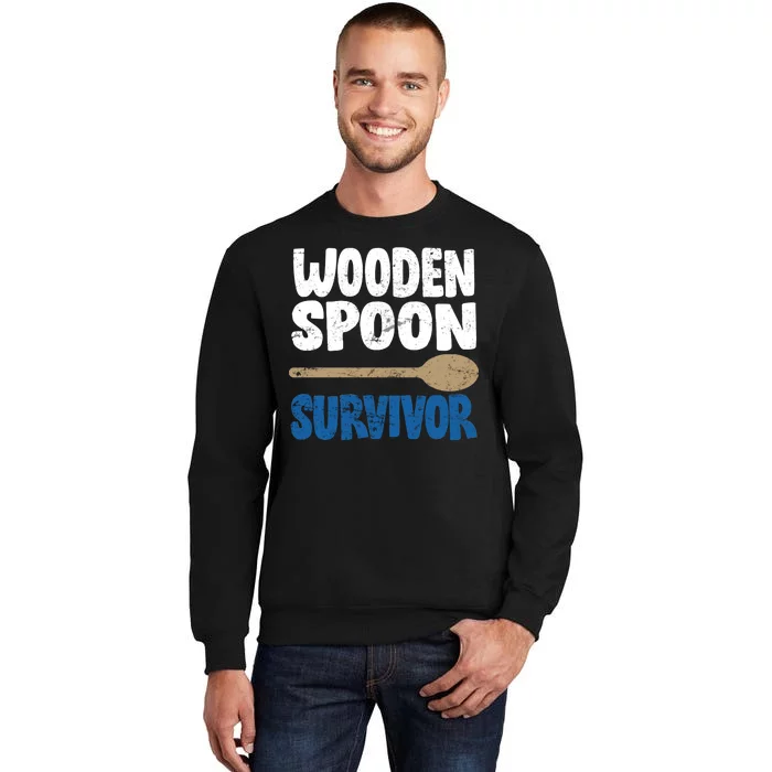 Funny Wooden Spoon Survivor Distressed Tall Sweatshirt