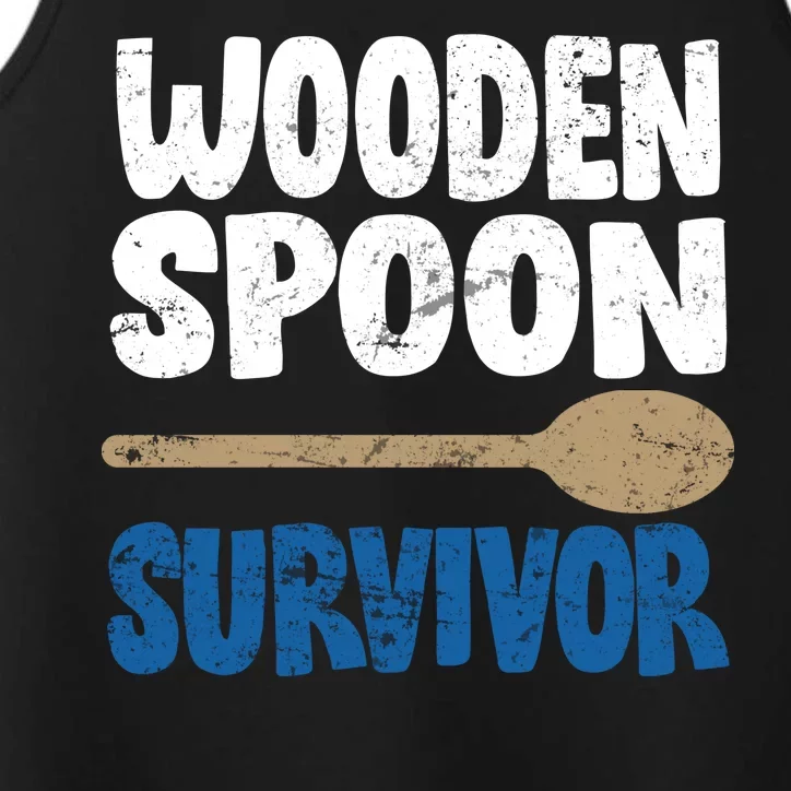 Funny Wooden Spoon Survivor Distressed Performance Tank