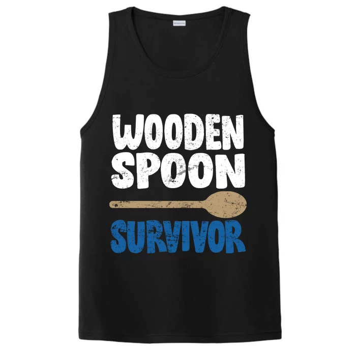 Funny Wooden Spoon Survivor Distressed Performance Tank