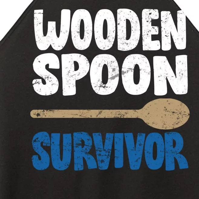 Funny Wooden Spoon Survivor Distressed Women’s Perfect Tri Rocker Tank