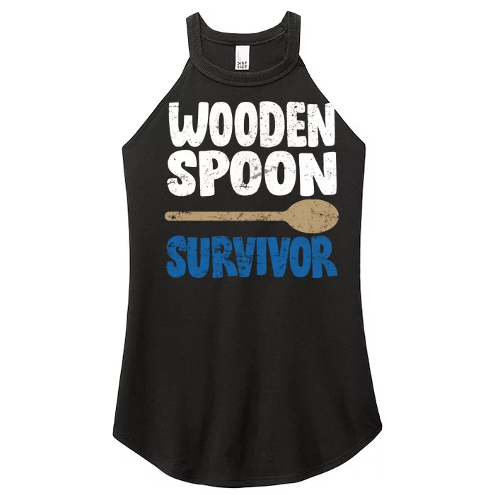 Funny Wooden Spoon Survivor Distressed Women’s Perfect Tri Rocker Tank