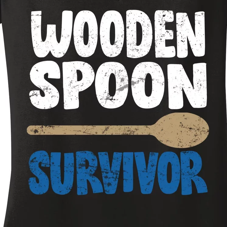 Funny Wooden Spoon Survivor Distressed Women's V-Neck T-Shirt