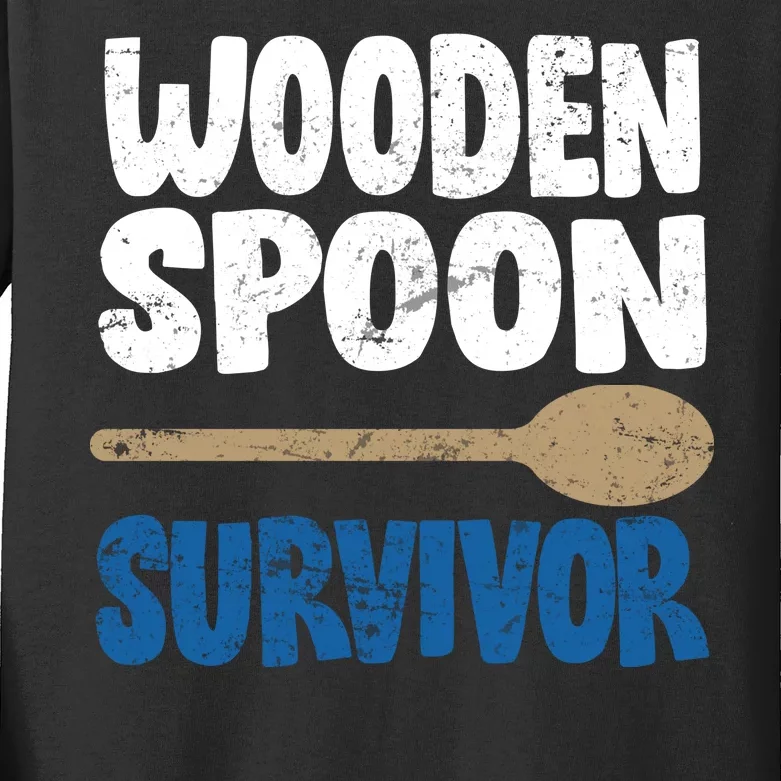 Funny Wooden Spoon Survivor Distressed Kids Long Sleeve Shirt