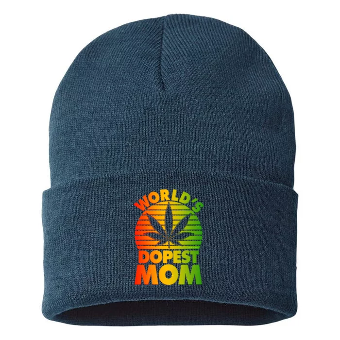 Funny World's Dopest Mom Sustainable Knit Beanie