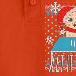 Funny X-Mas Let It Snow Cat Ugly Christmas Sweater Dry Zone Grid Performance Polo