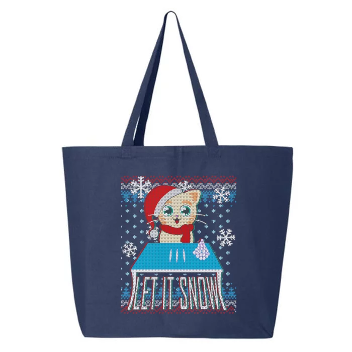 Funny X-Mas Let It Snow Cat Ugly Christmas Sweater 25L Jumbo Tote