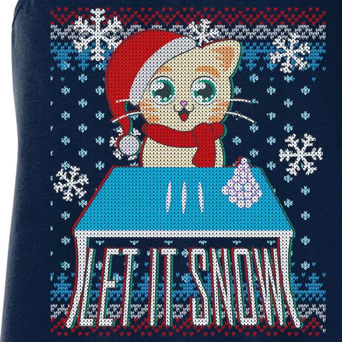 Funny X-Mas Let It Snow Cat Ugly Christmas Sweater Women's Racerback Tank