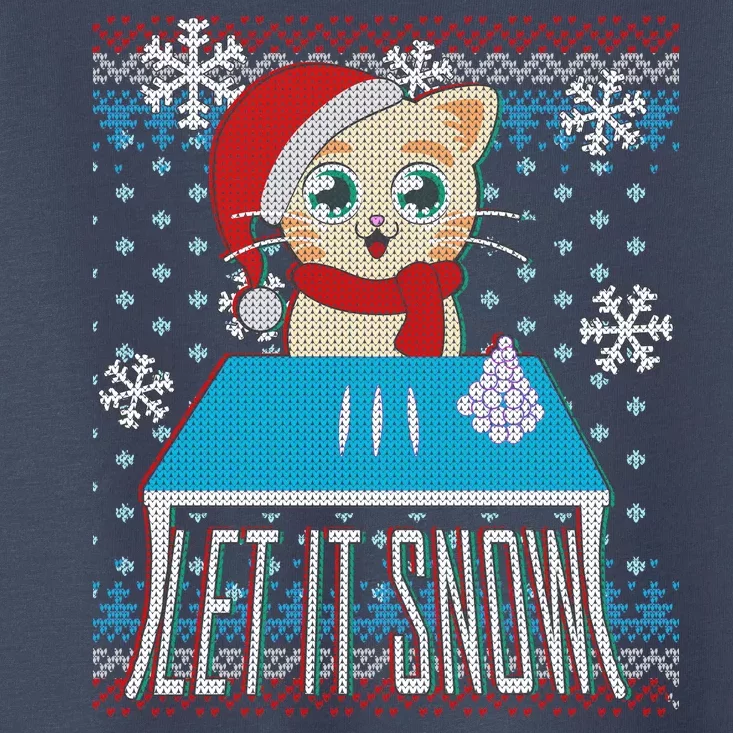 Funny X-Mas Let It Snow Cat Ugly Christmas Sweater Toddler T-Shirt