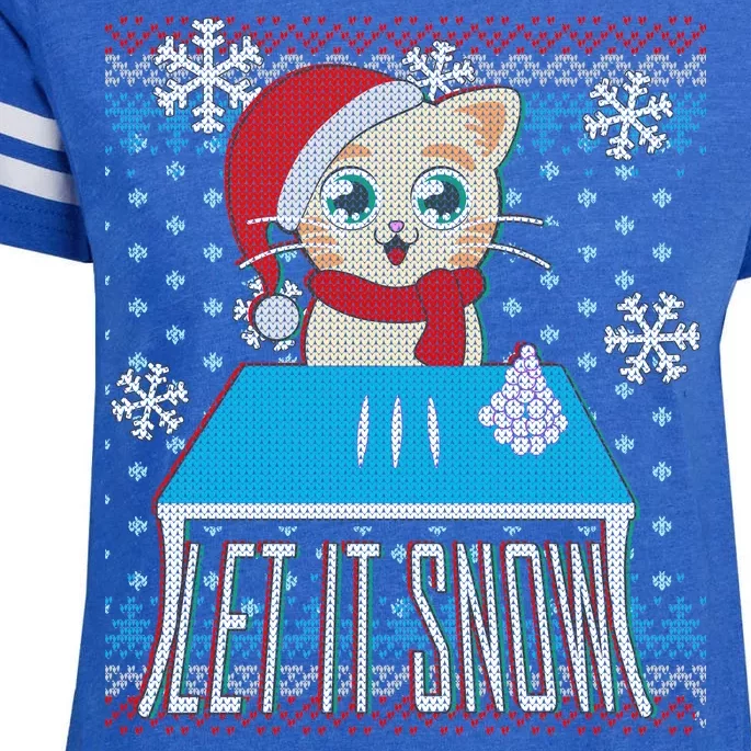 Funny X-Mas Let It Snow Cat Ugly Christmas Sweater Enza Ladies Jersey Football T-Shirt