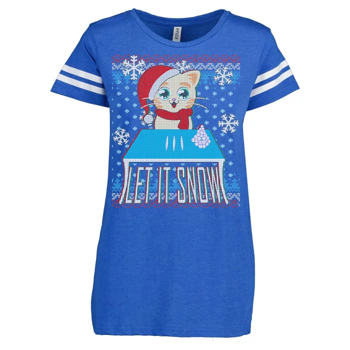 Funny X-Mas Let It Snow Cat Ugly Christmas Sweater Enza Ladies Jersey Football T-Shirt