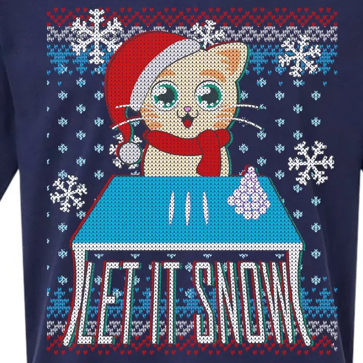 Funny X-Mas Let It Snow Cat Ugly Christmas Sweater Sueded Cloud Jersey T-Shirt