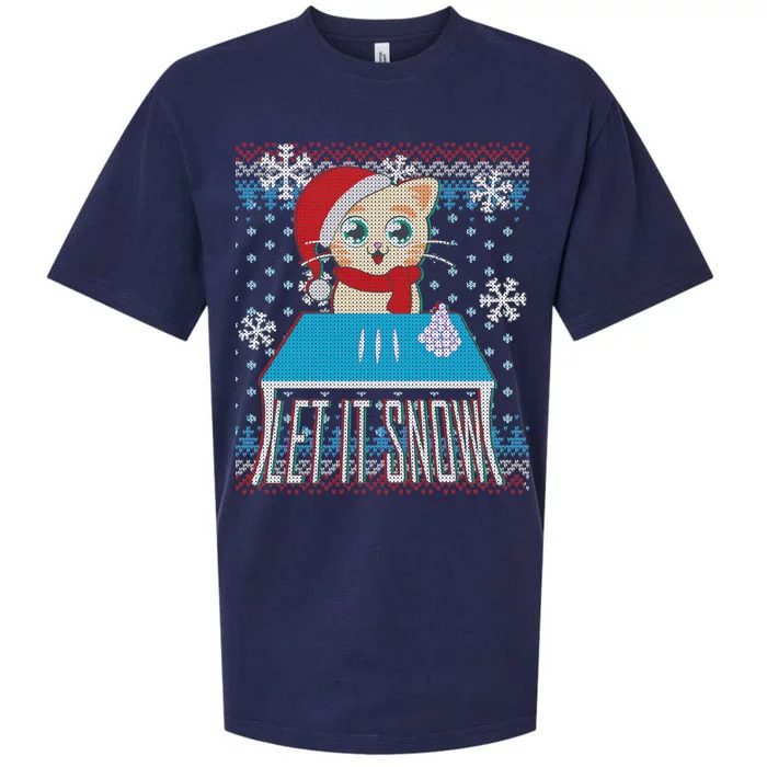 Funny X-Mas Let It Snow Cat Ugly Christmas Sweater Sueded Cloud Jersey T-Shirt