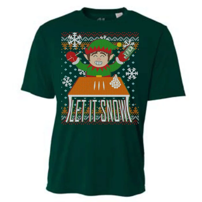 Funny X-Mas Let It Snow Elf Ugly Christmas Sweater Cooling Performance Crew T-Shirt