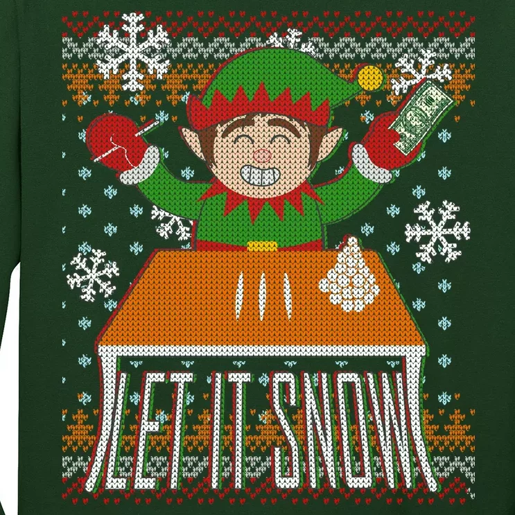 Funny X-Mas Let It Snow Elf Ugly Christmas Sweater Long Sleeve Shirt